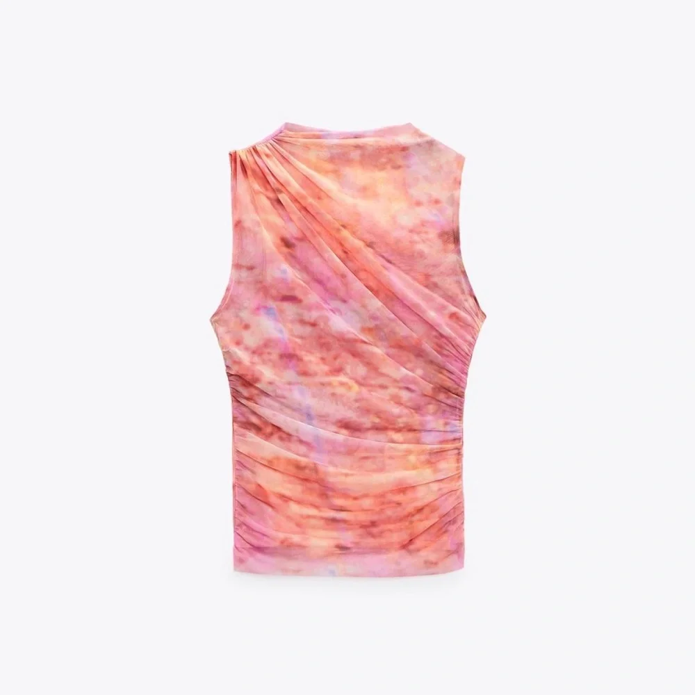Zara Women's Pink Colorful Sheer Vibrant Sleeveless Top - Picture 2 of 3